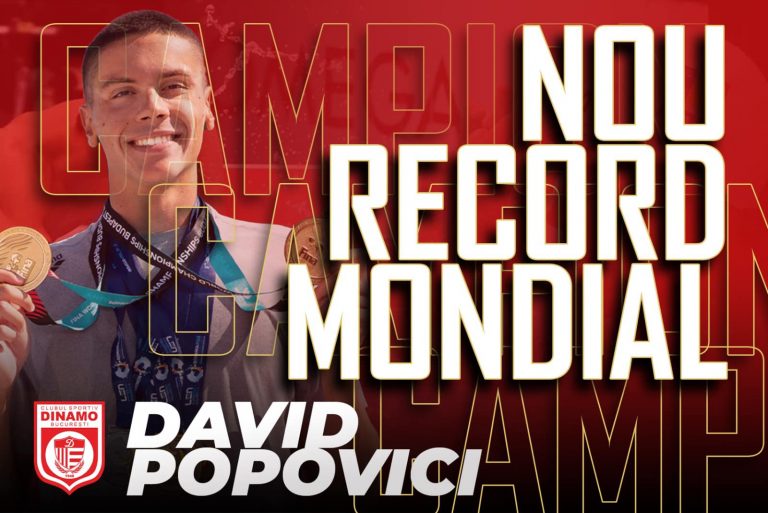 David Popovici, record mondial și medalie de aur în proba de 100 de metri liber