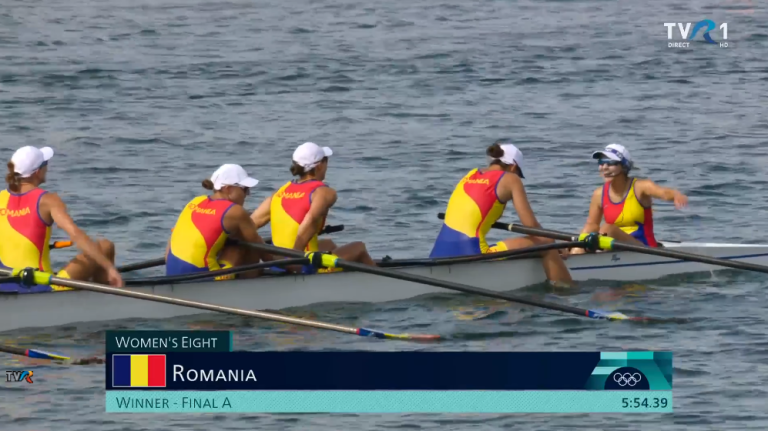 Echipajul feminin de 8+1 a obținut aurul olimpic la Paris! Barca României a dominat proba regină a canotajului