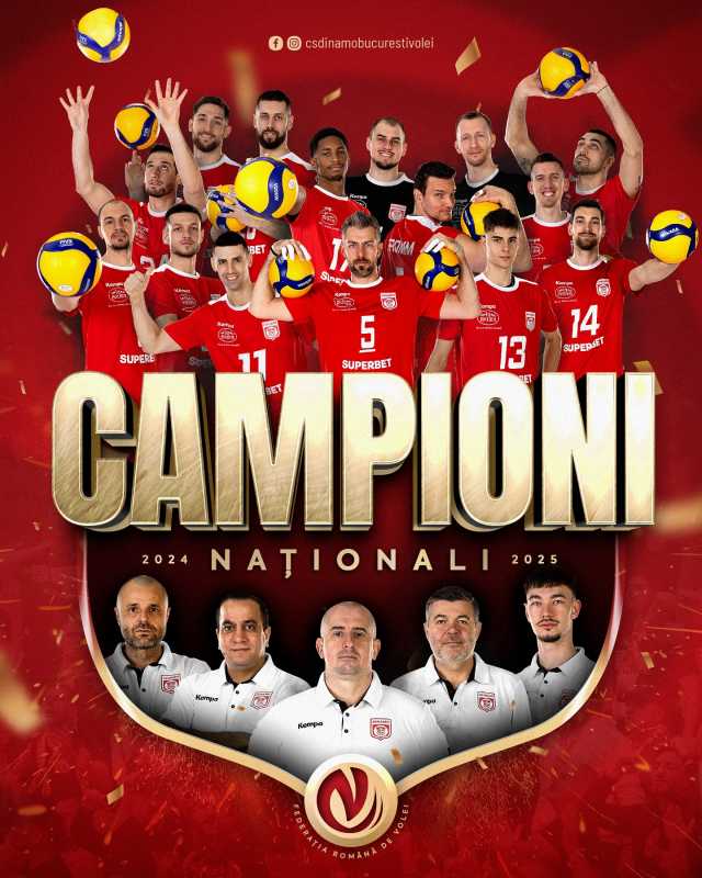 CS Dinamo București, campioană națională la volei masculin după 30 de ani!
