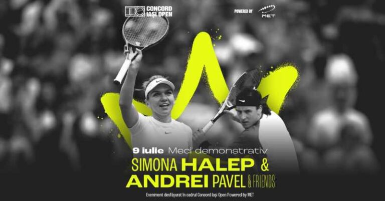 Simona Halep va juca un meci demonstrativ la Iași pe 9 iulie, alături de legendarul Andrei Pavel