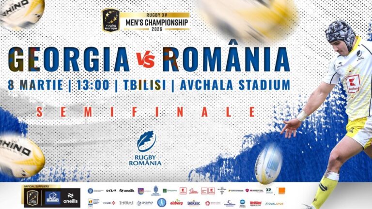 Naționala de rugby a României va disputa semifinalele Rugby Europe Championship pe 8 martie, la Tbilisi